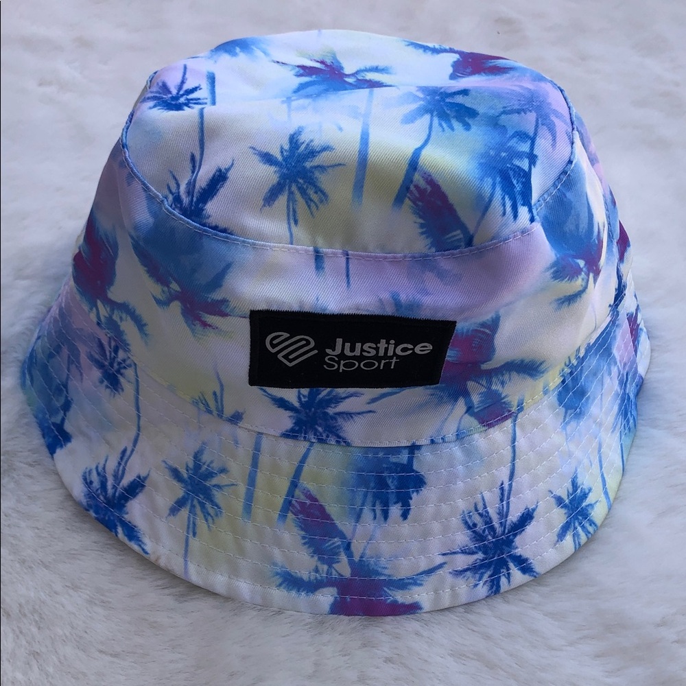 Justice Sport Tropical Print Bucket Hat - Blue, Purple, Yellow Size Girls OS